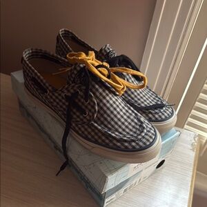 Sperry Seamate Sneakers Gingham Blue 8.5 Women